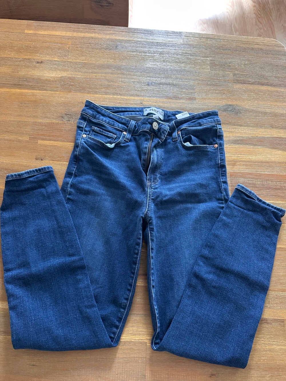 PAIGE Straight Leg Jeans in Dark Blue Wash